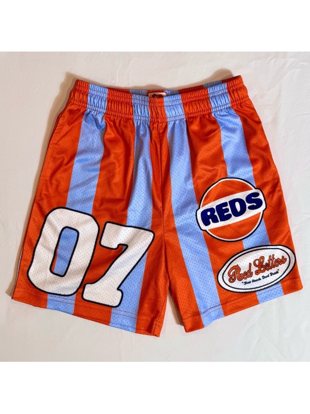 New Red Letters Gulf Mesh Shorts Mens Small Orange Light Blue Stripes Athleisure